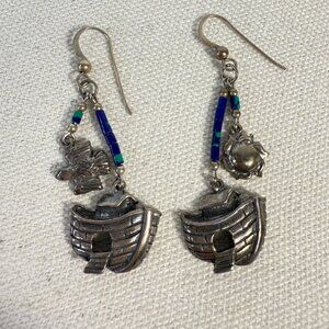 Shube's‎ Manufacturing Sterling Silver Noahs Ark Dangle Earrings Signed